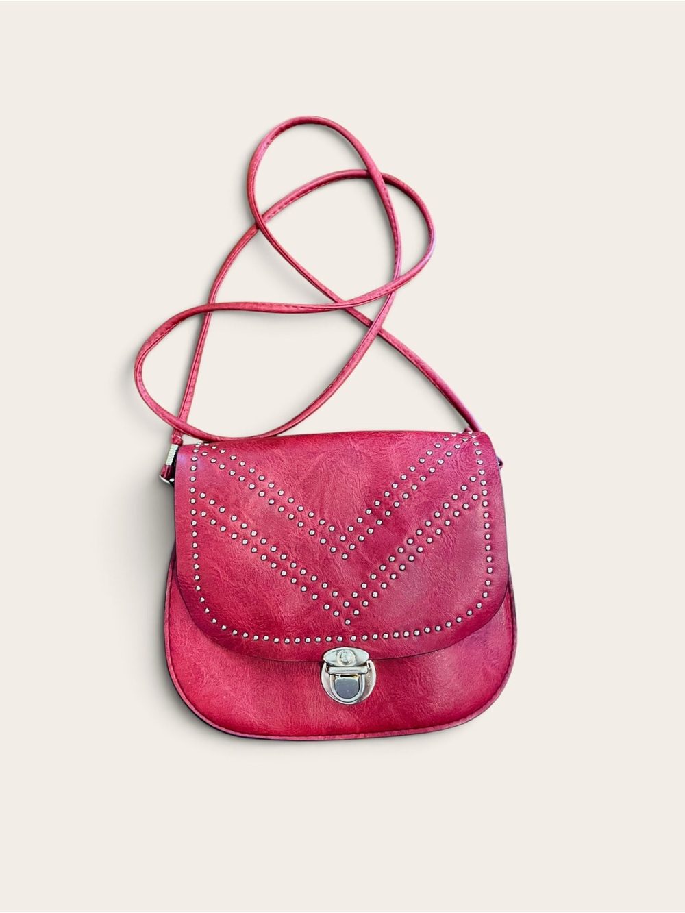 Red Studded Crossbody Bag